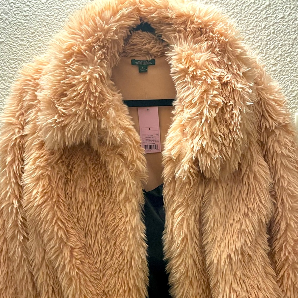 Wild fable blush baby pink fur coat new